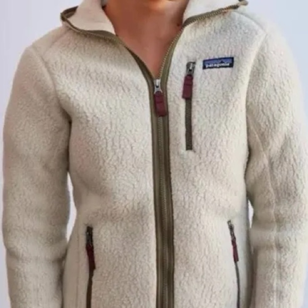 Patagonia Off-White Fleece Jacket with Zipper